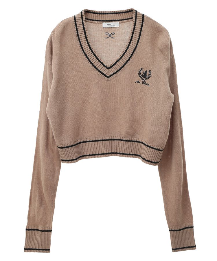 キャットロゴショートニットプルオーバー/earth music&ecology（アース