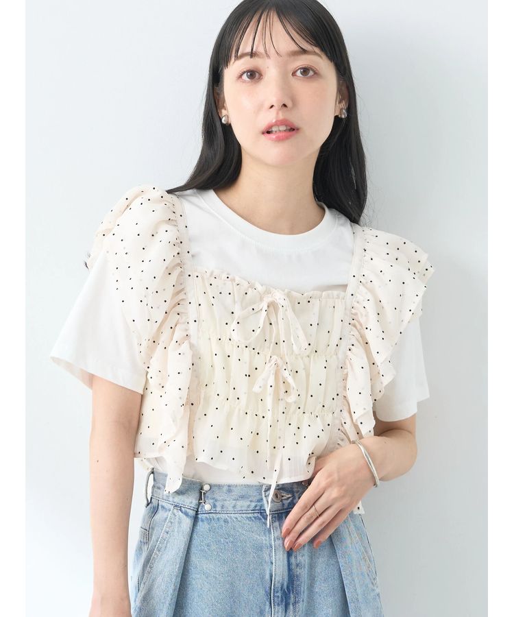 フロッキードットフリルビスチェ/earth music&ecology（アース