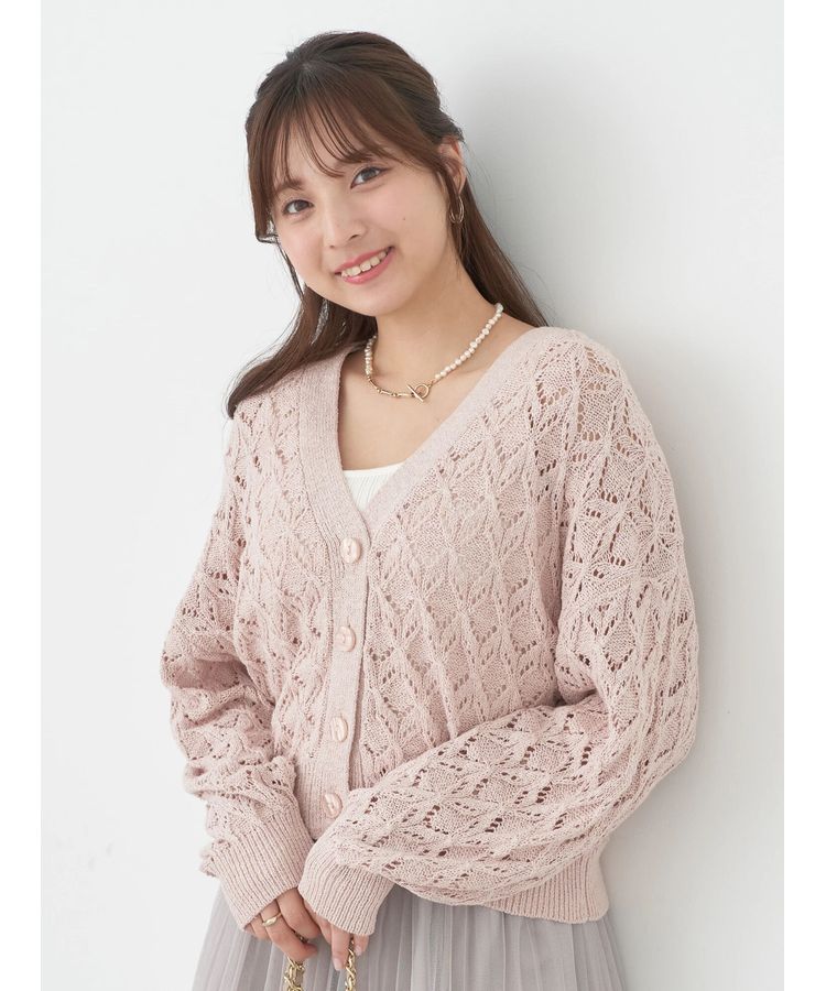 スラブヤーンすかしニットカーディガン/earth music&ecology（アース