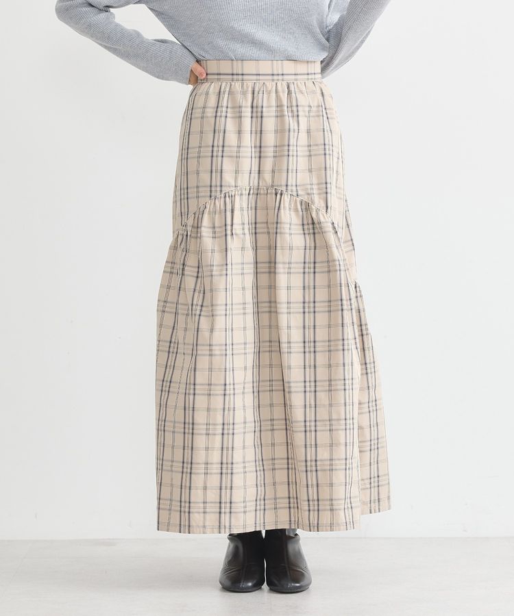 メモリータフタチェックスカート/earth music&ecology（アース