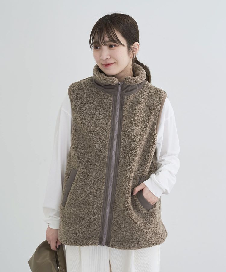 スタンドカラーボアZIPベスト/Green Parks（グリーン パークス）の