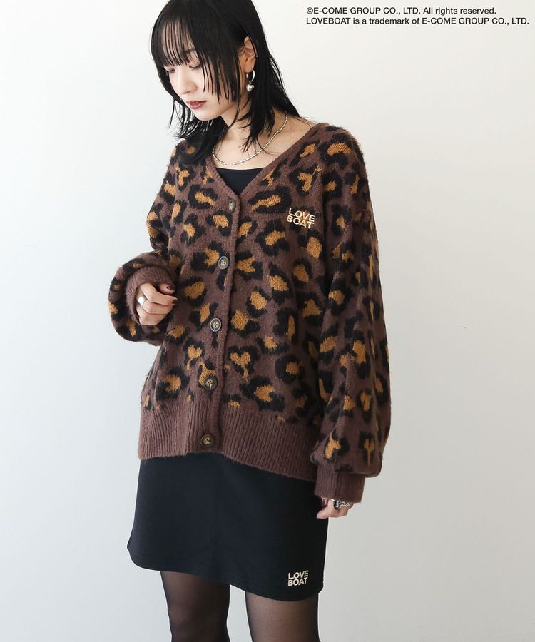 □LOVEBOAT ロゴ刺繍ニットカーディガン/Green Parks（グリーン