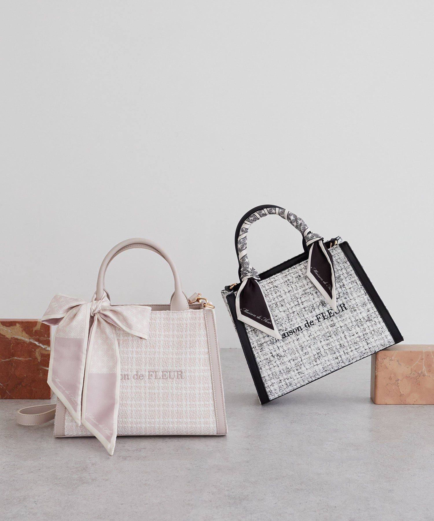 スカーフ付きツイード2Wayトートバッグ/Maison de FLEUR（メゾン ド