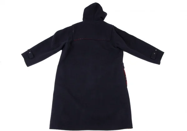 パパスPapas チェッカーライニングダッフルコート 紺赤L (K-136647)
