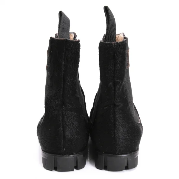 シャネルCHANEL ハラコサイドゴアブーツ 黒21.5位 (K-107518)