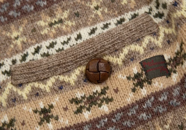 パパスPapas ウールくるみボタンフェアアイルニットカーディガン