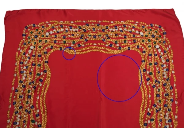 シャネルCHANEL 宝石チェーンプリント大判スカーフ 赤 (K-109630)