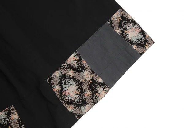 ピンクハウスPINK HOUSE フラワーパッチワーク前ボタンスカート 黒M位