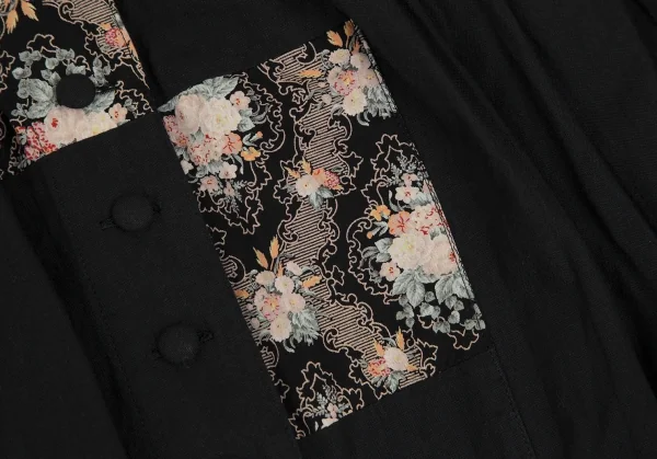 ピンクハウスPINK HOUSE フラワーパッチワーク前ボタンスカート 黒M位