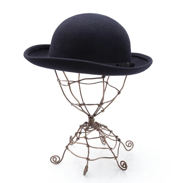 コムコム コムデギャルソンCOMME des GARCONS ウールボーラーハット 紺