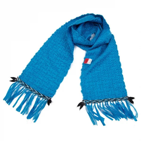 イッセイミヤケ ハートISSEY MIYAKE HaaT 異素材編み込みストール 水色