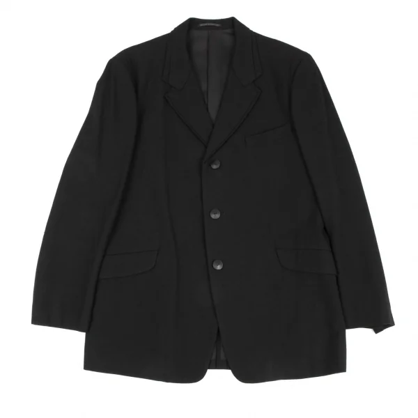 ヨウジヤマモト プール オム ブラック 綿 麻セットアップスーツ Yohji