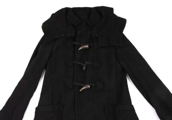 ワイズY's フード着脱ウール縮絨ダッフルコート 黒1 (K-134038)