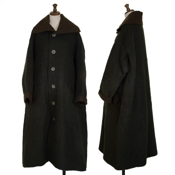 イッセイミヤケISSEY MIYAKEウールナイロンバイカラーオーバーサイズ