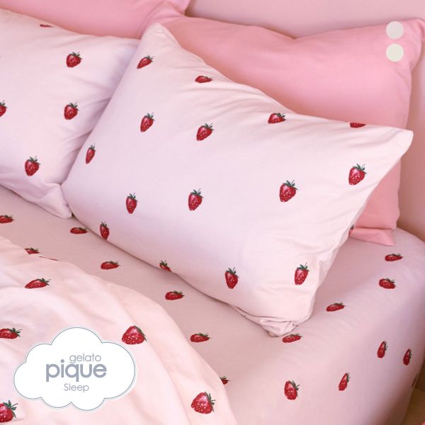 ジェラートピケ スリープ ストロベリー柄3点セット(セミダブル