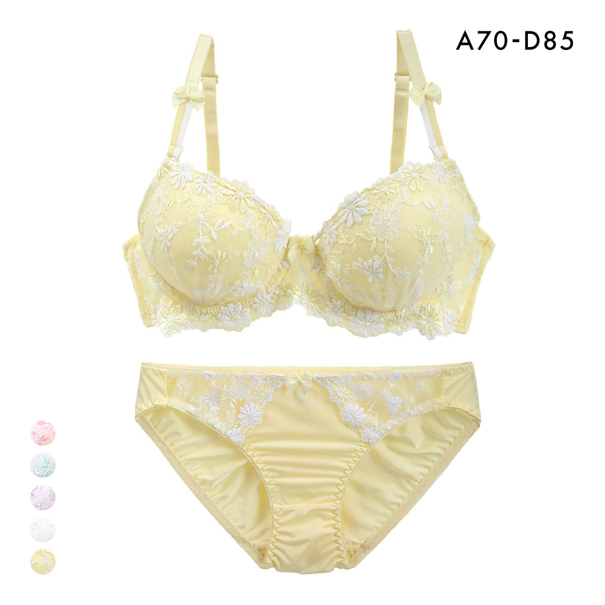 サンエイ ギュピールレース 小花刺繍 ブラジャー ショーツ セット ABCD