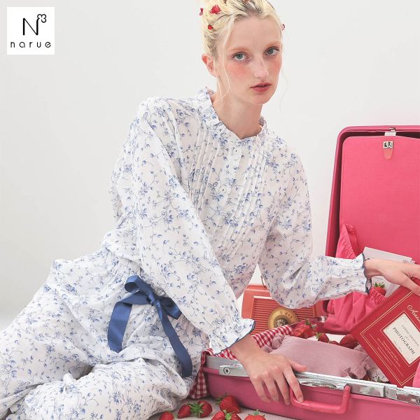 ナルエー パジャマ 40/ダブルガーゼプティフレーズピンタックパジャマ