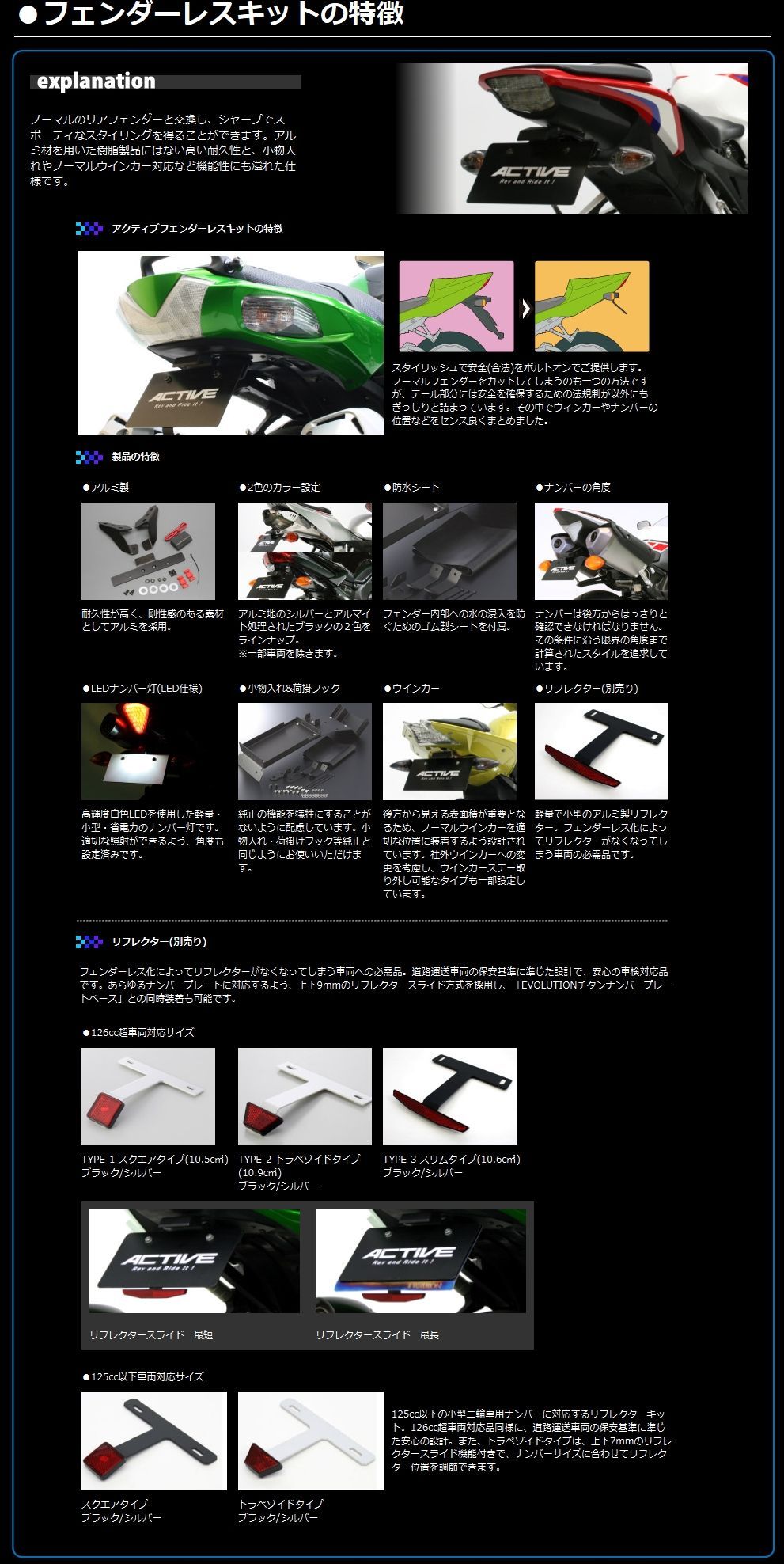 Webike | ACTIVE アクティブ フェンダーレスキット CBR250RR(1151092