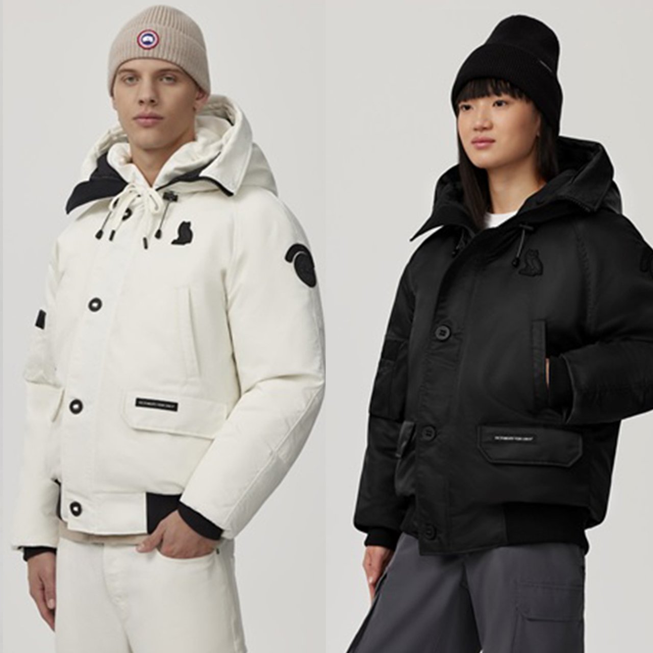 差がつくカナダグース】大人に似合う黒と白のショート丈ダウン。OVOと