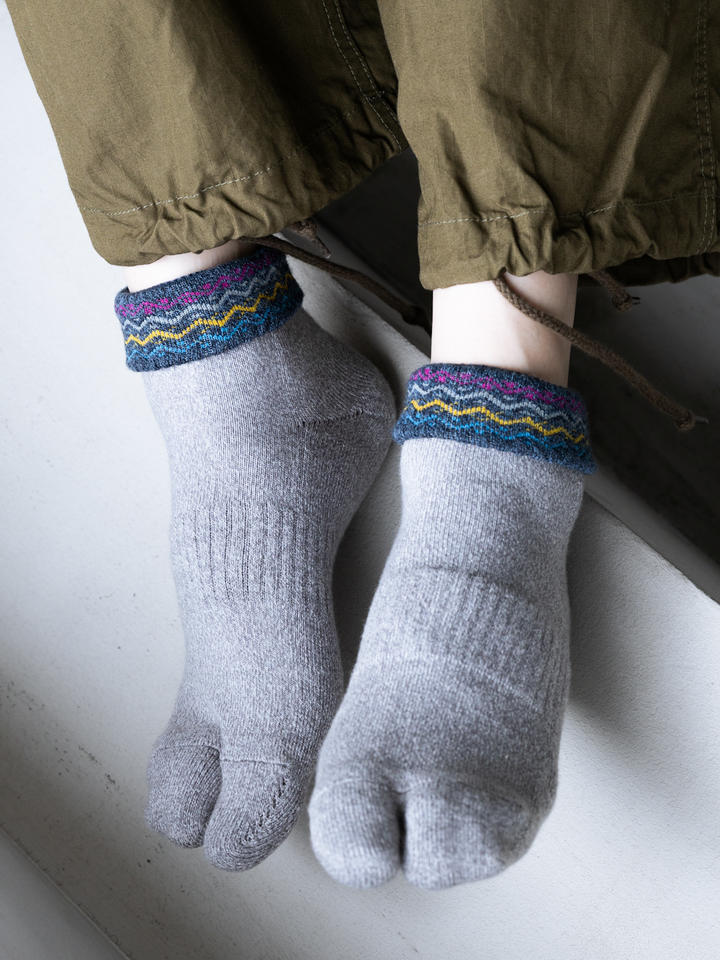 Tabio MEN】折返し波柄パイル足袋ショート丈ソックス ( 062131329