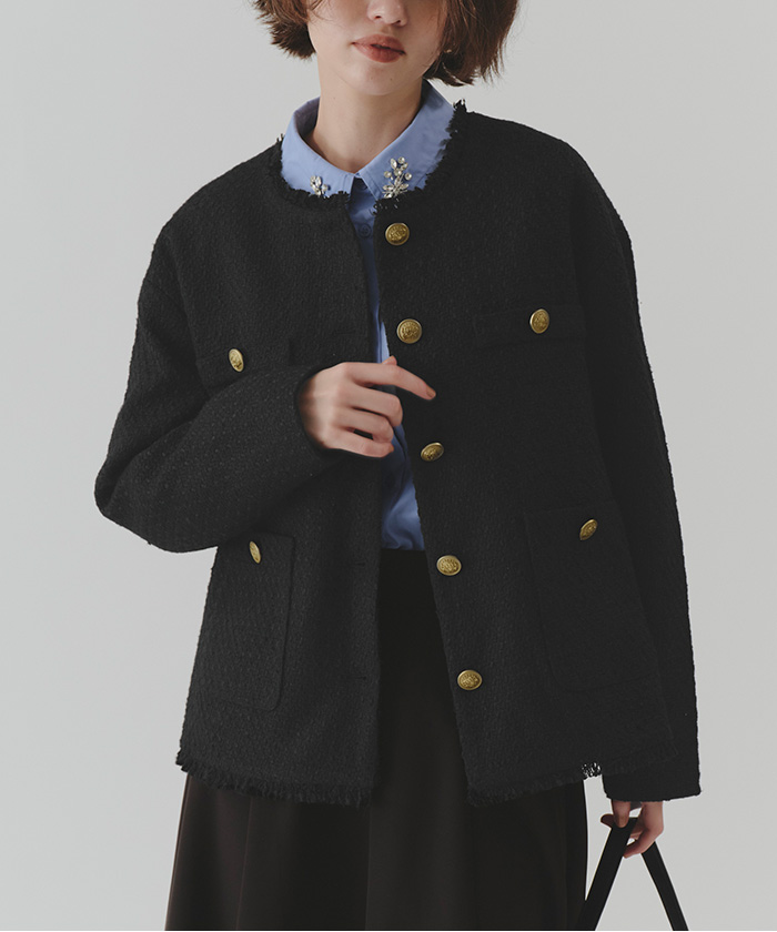 ノーカラーツイードジャケット | titivate