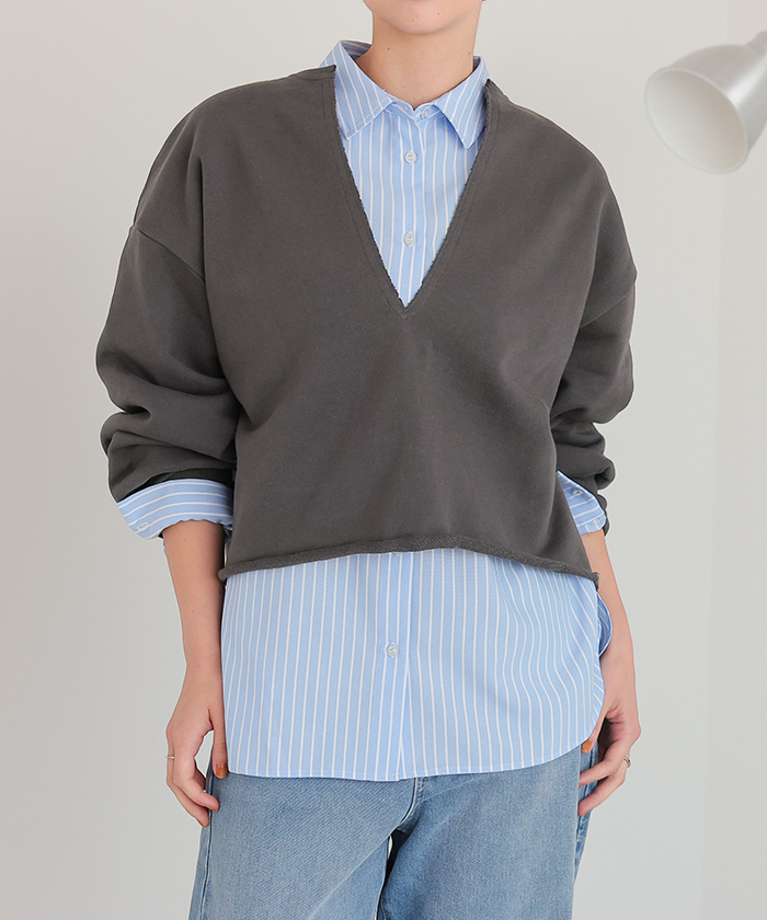 深Vネックスウェットプルオーバー | titivate