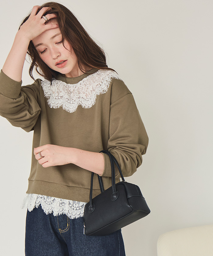 レースドッキングデザインスウェット | titivate