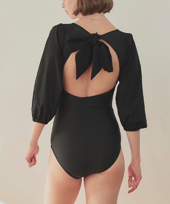 ビッグリボン×パフスリーブワンピース/水着【SEADRESS シードレス