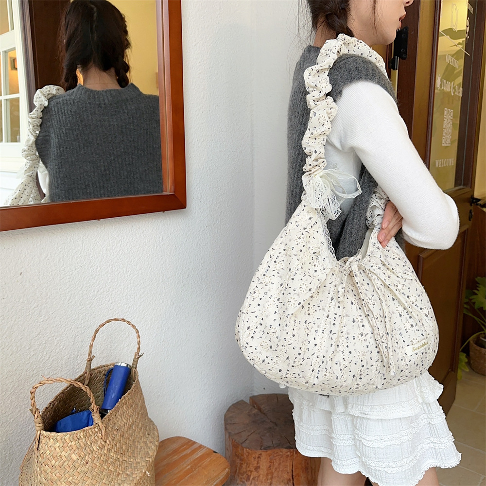 花柄ショルダーバッグ リボン デザイン 韓国ファッション かわいい