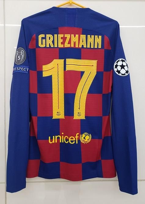 FCバルセロナ（H）選手支給 長袖 19/20 UEFA CL用 グリーズマン＃17