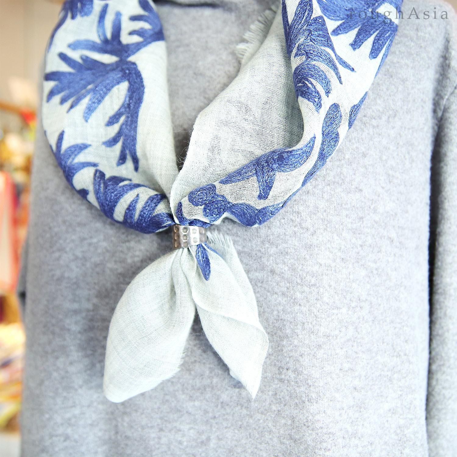 インドウールシルクスカーフ アリ刺繍 ｜ラフエイジア タイやアジアの