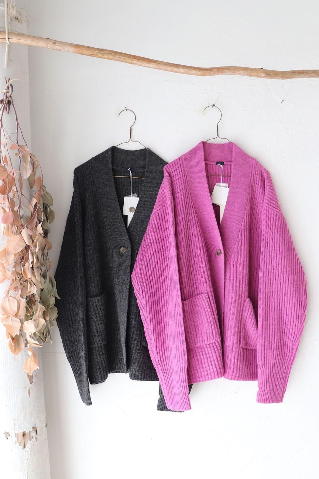 SALE＊【ichi】アルパカ混 CARDIGAN｜ふんわり柔らかなサムホール付き