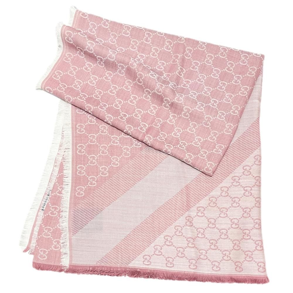 グッチ シルク混 GG柄 正方形ストール（スカーフ） ピンク GUCCI | 3