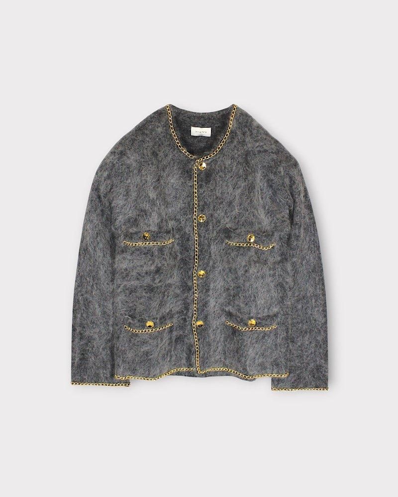 BED j.w. FORD Chain Mohair Cardigan (Charcoal) | bed j.w. ford