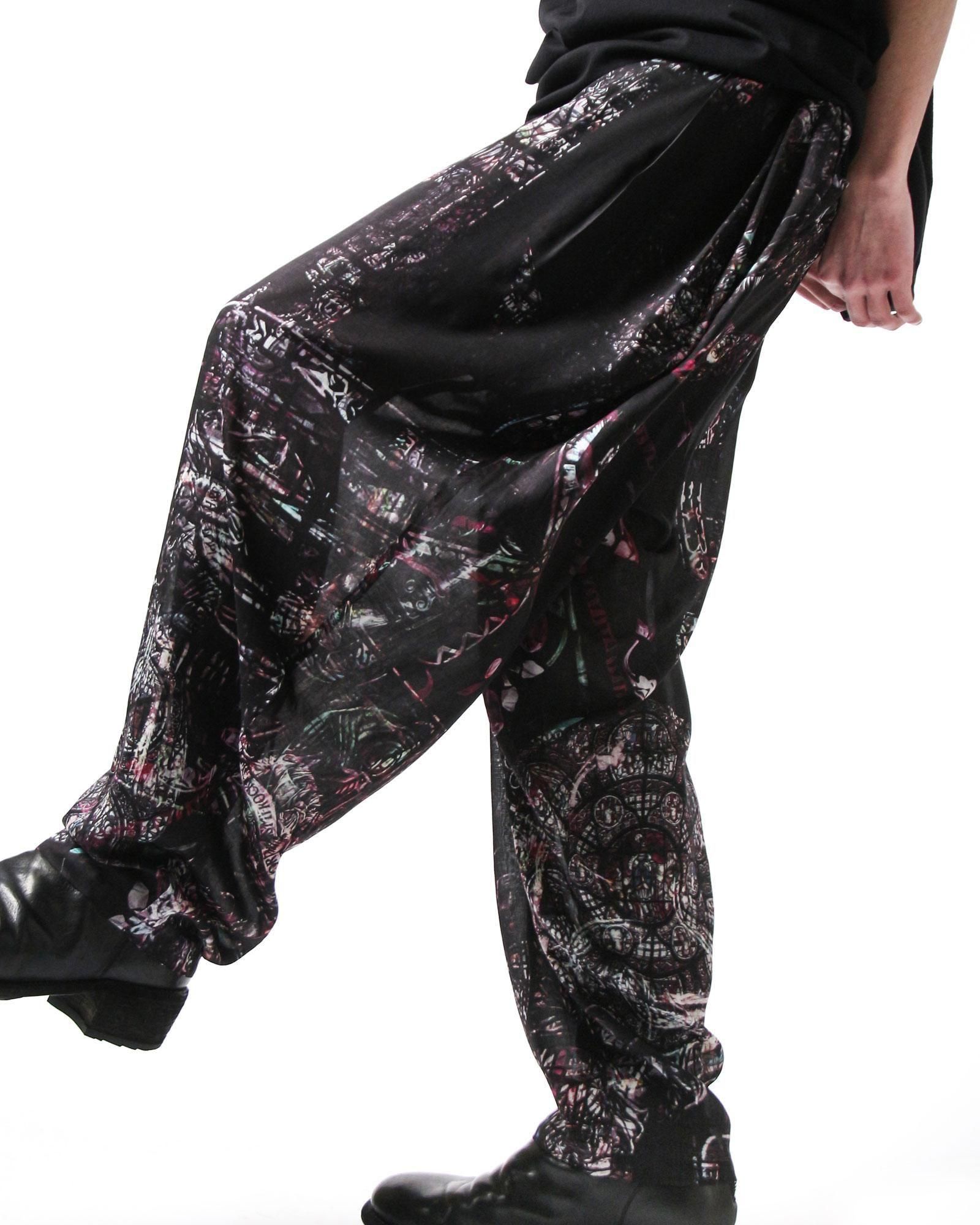 Yohji Yamamoto POUR HOMME】STAIND GLASS MOTIF OUTER DRAPE PANTS