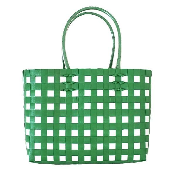 ベトナム プラカゴバッグ ギンガムチェック グリーン（縦 22 横29 マチ