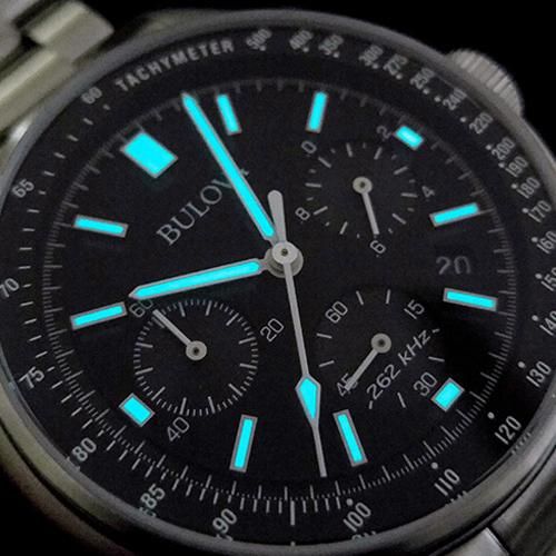 ブローバ 時計 ムーンウォッチ 96B258 ブラック×ステンレススチール