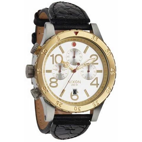 ニクソン 腕時計 48-20 A3631884 クロノレザー シルバー×ブラック