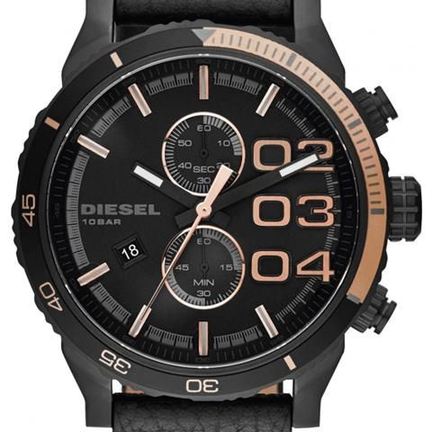 ディーゼル 腕時計 ダブルタウン DZ4327 ブラック×ブラックレザー
