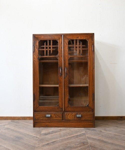 引き出し2杯ガラス扉収納棚 - SANNPO古道具店