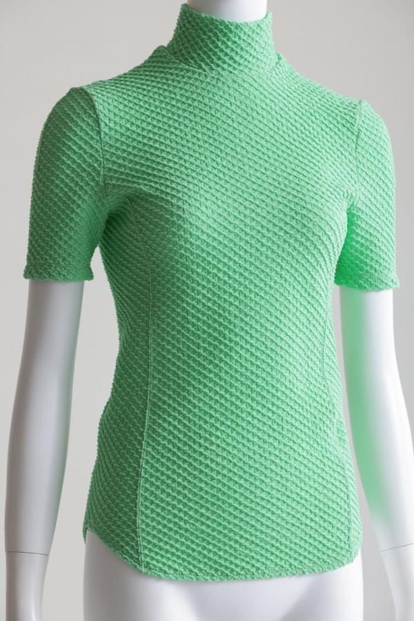 Mame Kurogouchi(マメ) Shirring Jersey Jacquard High Neck Top LIGHT