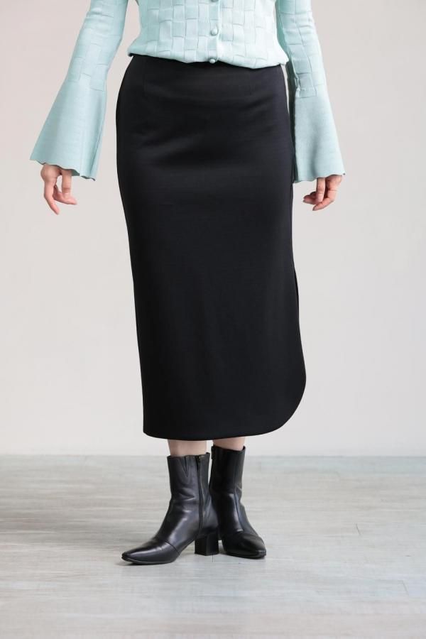 Mame Kurogouchi(マメ) Double Jersey Asymmetric Skirt BLACK