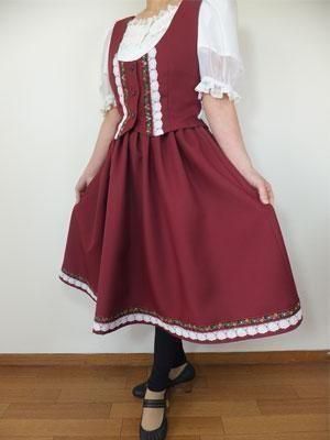 フォークダンス衣装◇チロルベストBE016（エンジ） - オリジナル衣装の