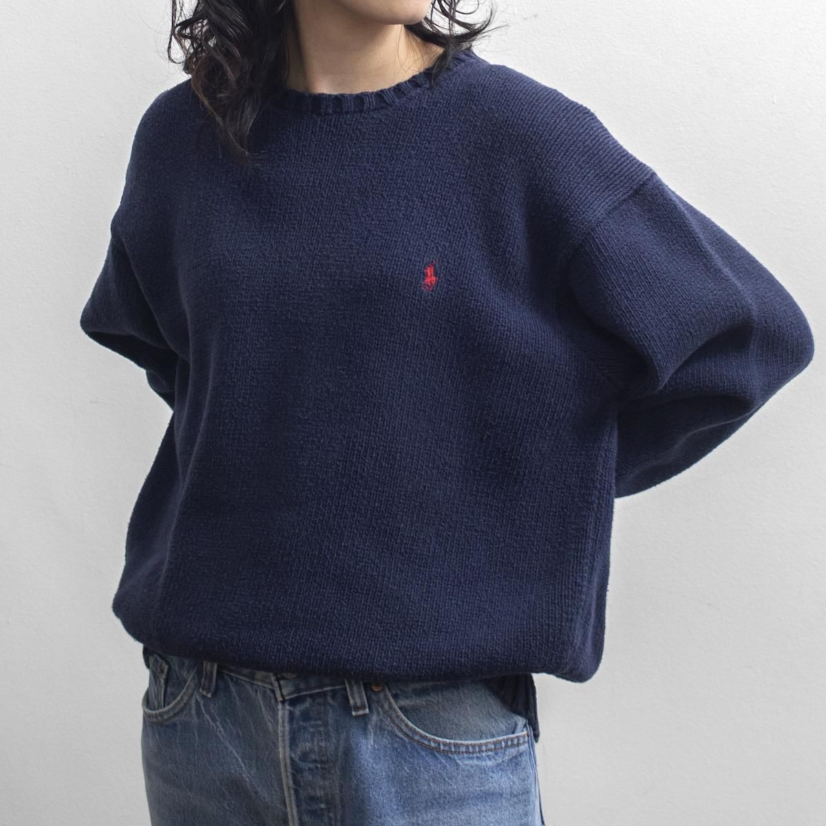 レディース] ラルフローレン オーバーサイズ コットンニット ネイビー