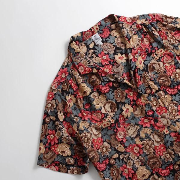 レディース] 80's ヴィンテージ USA製 花柄シャツ オープンカラー