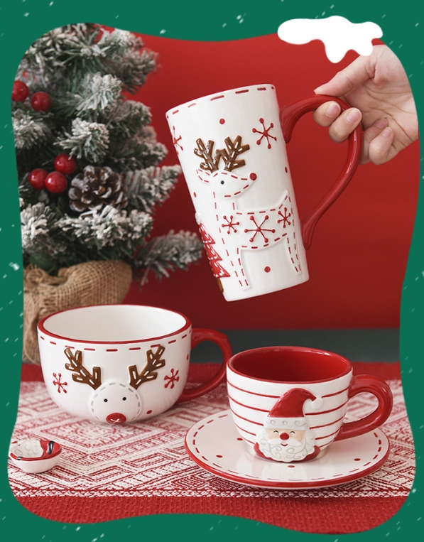 Christmas限定 サンタクロースの食器、皿、カトラリーセット、陶磁器の