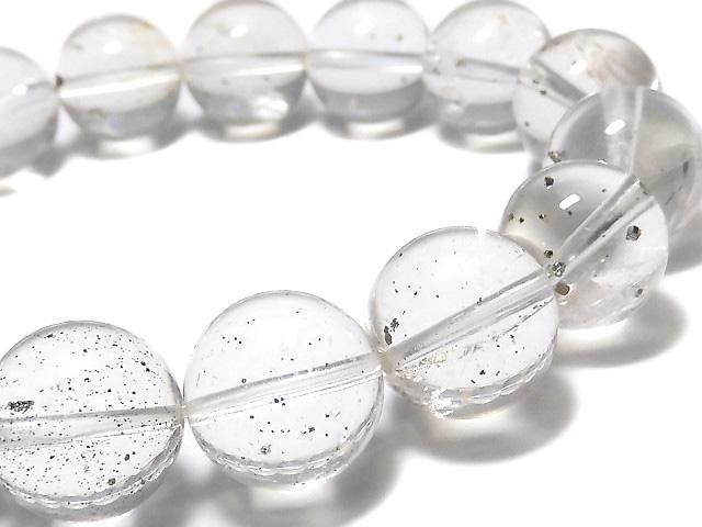 動画】【1点もの】パイライトインクォーツ ラウンド13.5mm 1連(ブレス