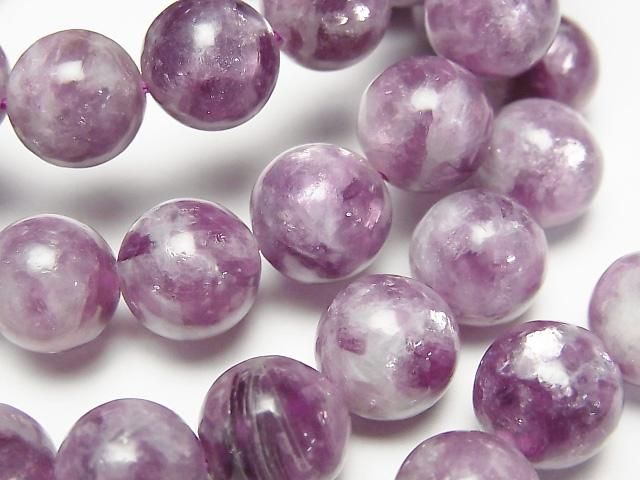 動画】レピドライトシリカAA++ ラウンド10mm 1連(ブレス) - 天然石