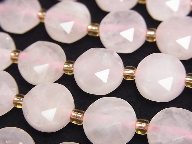 ローズクォーツ 六芒星コインカット10×10×5mm 1連｜天然石ビーズの卸