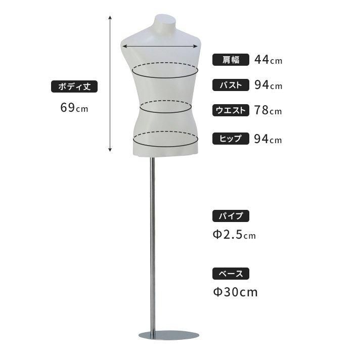 メンズトルソー 腕なし ホワイト 白 塗装仕上げ スタンド付き [M9-S76